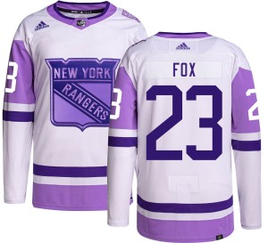Youth New York Rangers Adam Fox Adidas Authentic Hockey Fights Cancer Jersey -