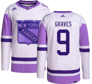 Youth New York Rangers Adam Graves Adidas Authentic Hockey Fights Cancer Jersey -