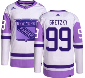 Youth New York Rangers Wayne Gretzky Adidas Authentic Hockey Fights Cancer Jersey -