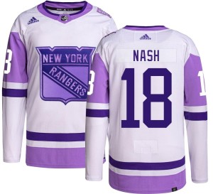 Youth New York Rangers Riley Nash Adidas Authentic Hockey Fights Cancer Jersey -