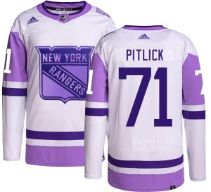 Youth New York Rangers Tyler Pitlick Adidas Authentic Hockey Fights Cancer Jersey -