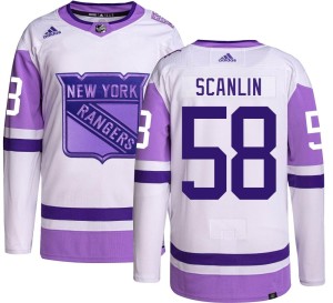 Youth New York Rangers Brandon Scanlin Adidas Authentic Hockey Fights Cancer Jersey -