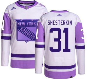 Youth New York Rangers Igor Shesterkin Adidas Authentic Hockey Fights Cancer Jersey -