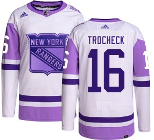 Youth New York Rangers Vincent Trocheck Adidas Authentic Hockey Fights Cancer Jersey -