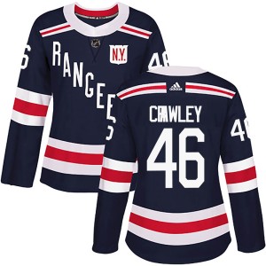 Women's New York Rangers Brandon Crawley Adidas Authentic ized 2018 Winter Classic Home Jersey - Navy Blue
