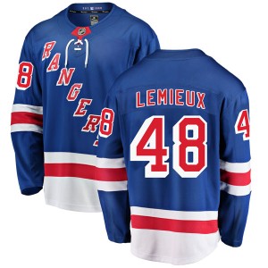 Youth New York Rangers Brendan Lemieux Fanatics Branded Breakaway Home Jersey - Blue
