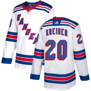 Youth New York Rangers Chris Kreider Adidas Authentic Away Jersey - White