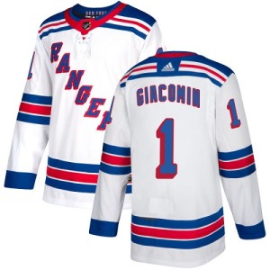 Youth New York Rangers Eddie Giacomin Adidas Authentic Away Jersey - White