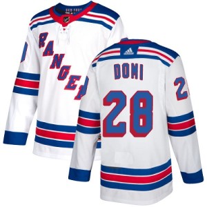 Youth New York Rangers Tie Domi Adidas Authentic Away Jersey - White
