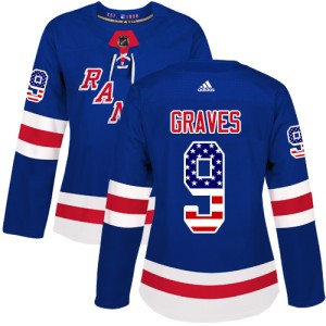 Women's New York Rangers Adam Graves Adidas Authentic USA Flag Fashion Jersey - Royal Blue