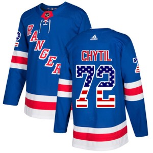 Men's New York Rangers Filip Chytil Adidas Authentic USA Flag Fashion Jersey - Royal Blue