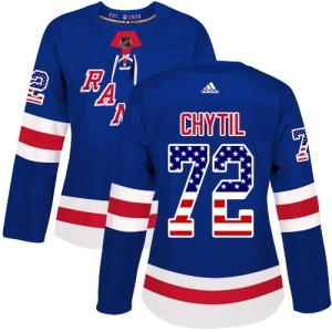 Women's New York Rangers Filip Chytil Adidas Authentic USA Flag Fashion Jersey - Royal Blue