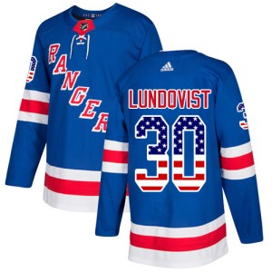Men's New York Rangers Henrik Lundqvist Adidas Authentic USA Flag Fashion Jersey - Royal Blue