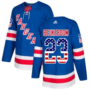 Men's New York Rangers Jeff Beukeboom Adidas Authentic USA Flag Fashion Jersey - Royal Blue