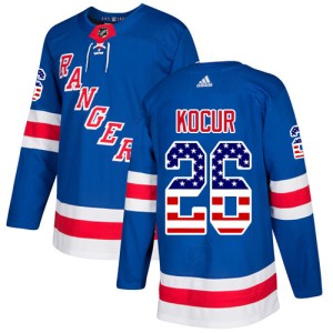 Youth New York Rangers Joe Kocur Adidas Authentic USA Flag Fashion Jersey - Royal Blue
