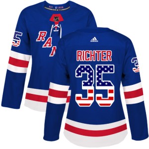 Women's New York Rangers Mike Richter Adidas Authentic USA Flag Fashion Jersey - Royal Blue
