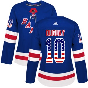 Women's New York Rangers Ron Duguay Adidas Authentic USA Flag Fashion Jersey - Royal Blue