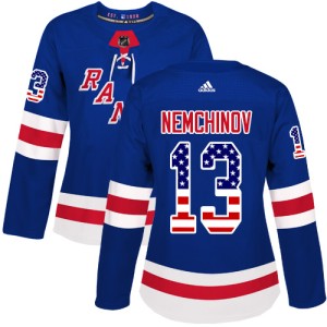 Women's New York Rangers Sergei Nemchinov Adidas Authentic USA Flag Fashion Jersey - Royal Blue