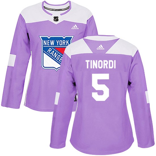 Women's New York Rangers Jarred Tinordi Adidas Authentic Fights Cancer Practice Jersey - Purple