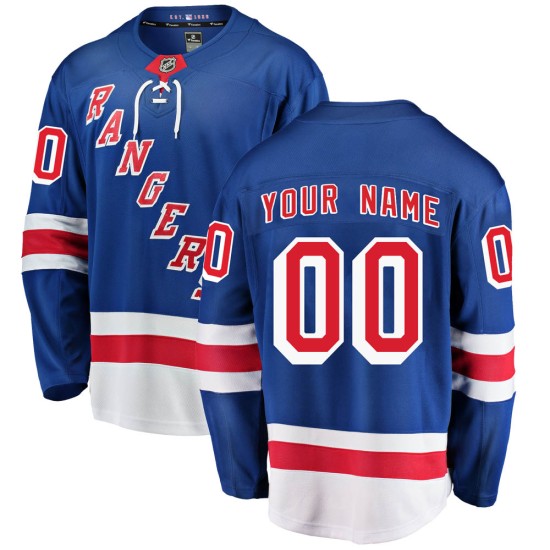 Youth New York Rangers Custom Fanatics Branded Breakaway Home Jersey - Blue